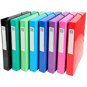 EXACOMPTA Lot de 8 Bte de classement IDERAMA Enduite7/10ème 24x32 cm Dos de 40mm Assorties pas cher