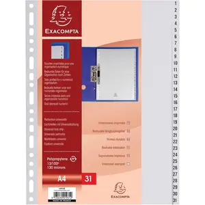 Intercalaires Exacompta polypropylène A4 31 Positions 1-31 pas cher
