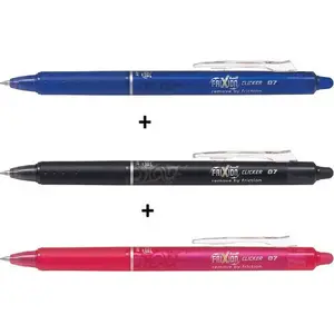 Pilot, Stylo, FriXion Ball Clicker Stylo rétractable clipsable (e) (Noir, Bleu, Rouge, 3 x) pas cher