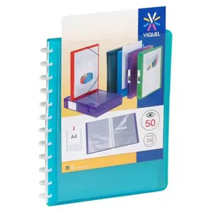 Porte vue 50 vues a4 GEODE PROPYGLASS Viquel Plastique Bleu pas cher