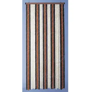MOREL - Rideau de porte chenille Florence beige, bronze et brun 120x220 cm pas cher