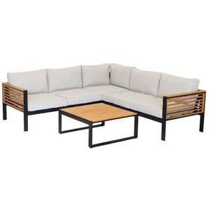 Salon de jardin - JARDILINE - Martinique - Aluminium et bois - 6 perso...