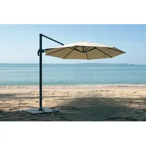 Parasol déporté rond - JARDILINE - TOBAGO Éco - Aluminium - Taupe - 300 x 250 cm pas cher