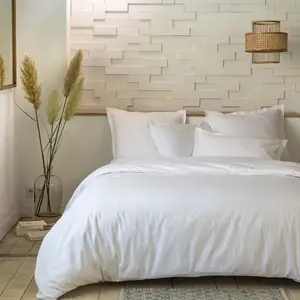 Parure Housse De Couette 2 Pers 200x200 Percale De Coton - Percale Blanc pas cher