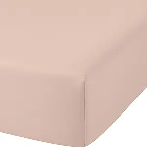 Drap housse 2 pers 140x190 de coton-bambou - bambou rose pas cher