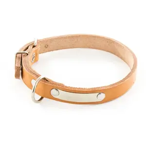 Martin Sellier Collier Pour Chien En Cuir Avec Plaque Martin Sellier 26/56 Cm Mixte Beige pas cher