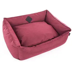 Corbeille rouge avec coussin amovible pour chien Domino 60 x 45 x 23 cm pas cher