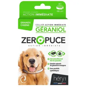 Héry Géraniol Collier Grand Chien Zéro Puce 60cm pas cher