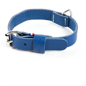 Collier Pour Chien En Cuir Bicolore Martin Sellier 499 35/54/64 Cm Mixte Bleu