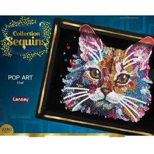 Lansay Kit loisir créatif - Collection Sequins - Pop art chat - Des 14 ans pas cher