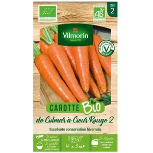 Graines potagères - VILMORIN - Carotte de Colmar a coeur rouge 2 - Rustique - Tardive - Résistante au froid pas cher