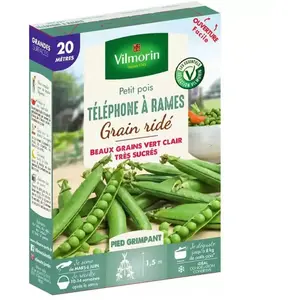 VILMORIN Petit Pois TELEPHONE A RAMES grain ridé 20 mètres pas cher