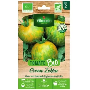 Graines de Tomate Green Zebra Bio Vilmorin - Variété de mi-saison dense et juteuse