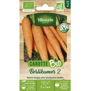 Sachet graines Carotte - Vilmorin - Berlikum 2 BIO - Longues racines - Excellente conservation - Semis facile pas cher