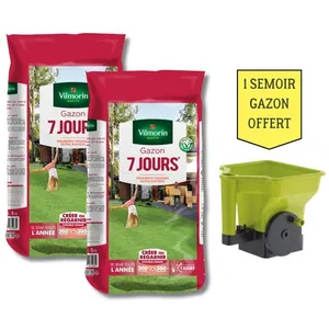 VILMORIN Gazon 7 Jours - 5 kg (x2) + Semoir à Gazon Offert pas cher
