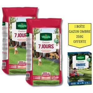 Gazon - Vilmorin - Gazon 7 Jours - 5 kg (x2) + Gazon Ombre Offert - 250 g pas cher