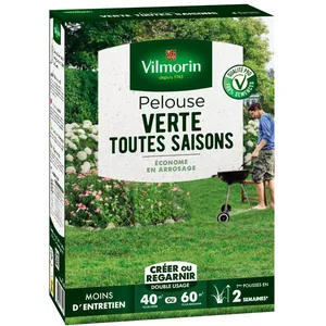 Pelouse - Vilmorin - Verte toutes saisons - 1 kg - Enrichie en micro-trèfles - Extérieur durable pas cher