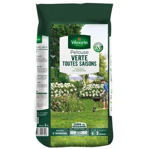 Gazon Ombre - Vilmorin - PEL VERTE TOUTE SAISON - 5kg - 1m x 5m - Sans traitement UV pas cher