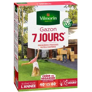Gazon - Vilmorin - Gazon 7 jours - 1 kg + Soin Regarnissage Universel 2 en 1 - 500 g pas cher