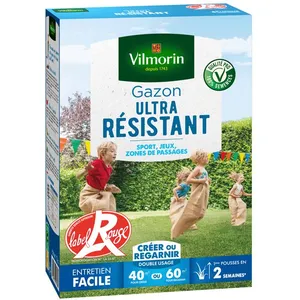 Gazon - Vilmorin - Gazon Ultra Résistant - Label Rouge - 1 kg + Gazon Ombre - 250 g pas cher