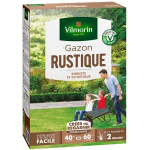 Gazon - Vilmorin - Gazon Rustique - 1 kg + Gazon Japonais - 4 m² - Mélange de fleurs pas cher