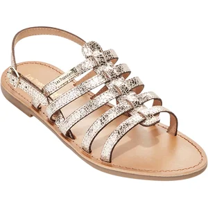 Escarpins femme Les Tropeziennes par M.Belarbi Hikano - Or - Cuir - Bride - Plat pas cher