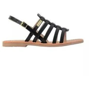 Comparateur de prix : Sandale plate en cuir noir HIKANO - TROPEZIENNES - pour femme - boucle...