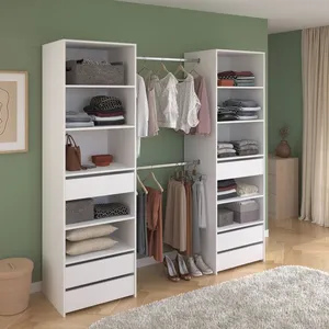Parisot Dressing - ANETO - Blanc - Double colonne - 6 tiroirs - 2 barres de pe... pas cher