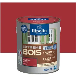 RIPOLIN PROTECTION EXTREME BOIS ROUGE VIF RAL 30 SATIN 2,5 L