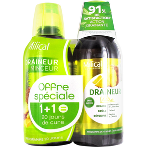 Milical Draineur Ultra Goût Ananas Lot de 2 x 500ml pas cher