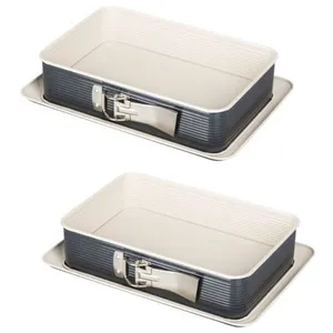 ZENKER Ensemble de 2 Moules à charnière rectangulaire 28 x 18 cm crème noir Z... pas cher