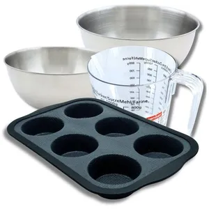 Bakset van Zenker met 6 siliconen muffinvormpjes, 2 mengkommen, maatbe... pas cher