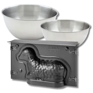 Deegset met 3D-paaslamvorm (700 ml), 2 mengkommen en Zenker-spatel. pas cher