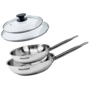 Fackelmann Set de 2 poêles 20 et 24 cm en inox et 2 couvercles en verre Fackelman... pas cher