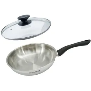 Set poêle 24 cm en inox et couvercle verre Fackelmann Geneva pas cher