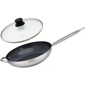 Set Poêle de cuisson avec revêtement céramique sans PFAS et couvercle de cuisson en verre 32 cm Profi Therm Platinum Elo 9804550 pas cher