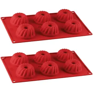 Lot de 2 moules à kougelhofs en silicone rouge FACKELMANN Flexxibel Lo... pas cher