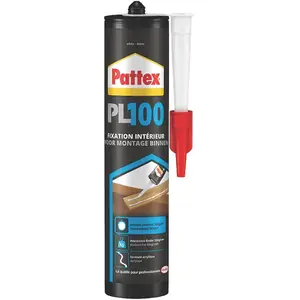 Pattex colle fixation pl100 cartouche 380g blanc pas cher