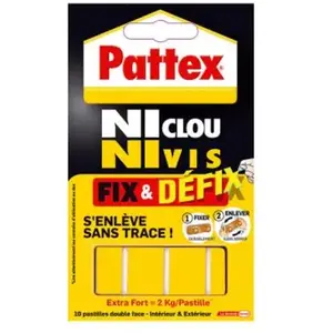Adhésif double-face Fix&Defix - Pastilles - Ni clou ni vis - PATTEX pas cher