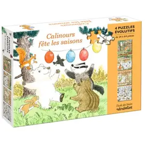 Ecole Des Loisirs Calinours fête les saisons - 4 puzzles évolutifs pas cher