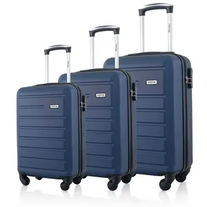 TORTUE. TORTUE - Set de 3 Valises 55cm-65cm-75cm - ABS - 4 roulettes Doubles - Cadenas Integré- Bleu marine pas cher