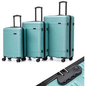 Set de 3 Valise de Voyage (55/66/75cm) ABS  Bagages à 4 roulettes avec Serrure, Vert pas cher