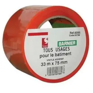 Ruban adhésif PVC orange 75 mm x 33 m - BARNIER - 115483 pas cher