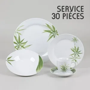 TREND'UP Service 30 Pieces Porcelaine Bambou