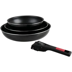 Sitram Set de 3 poêles avec manche amovible, noir