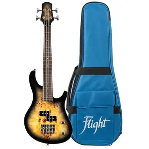Flight Rock Series Mini Bass Ukulele Poplar Burl solid body elektrische bas-ukelele met deluxe gigbag pas cher