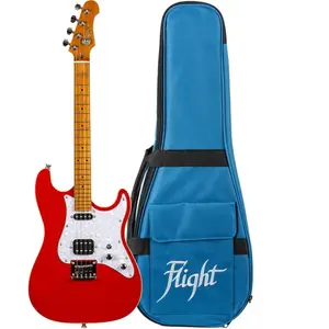 Flight Rock Series Pathfinder Baritone Red elektrische solid body ukelele met gigbag pas cher