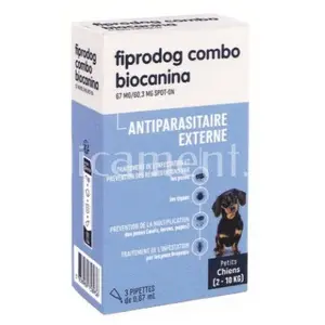 Biocanina Fiprodog Combo Petits Chiens de 2-10 kg 3 Pipettes pas cher