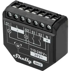 Shelly 2PM Gen3 Draadloze schakelactor Bluetooth, WiFi