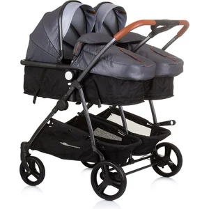 Chipolino Duo Smart Opvouwbare Kinderwagen Voor 2 Kids Silver Grey